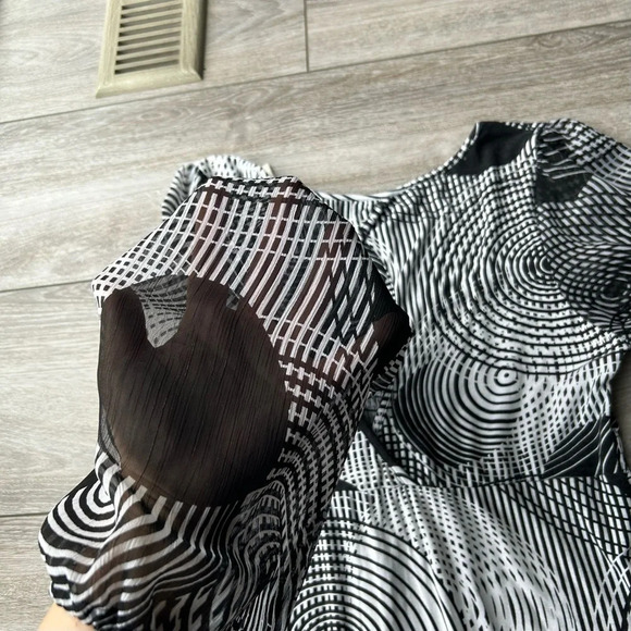 Nicole Benisti Polka Dots Sheer Sleeve Cutout Back Stretch Dress - Picture 16 of 16